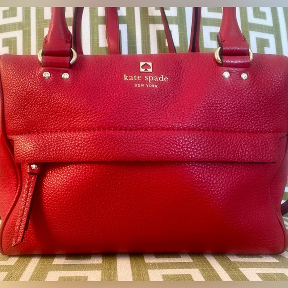 SOLD! KATE SPADE NY SHELBY GRANT PARK RED GERANIUM LEATHER CROSSBODY BAG - Picture 2 of 13